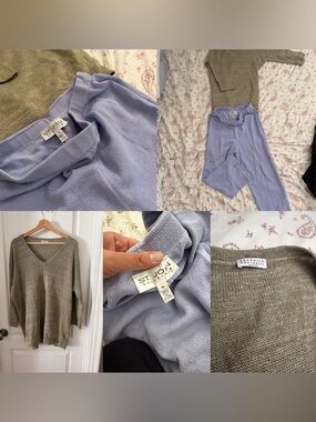 BUNDLE Brunello Cucinelli Olive Green V-Neck Knit Sweater+St. John Knit pants